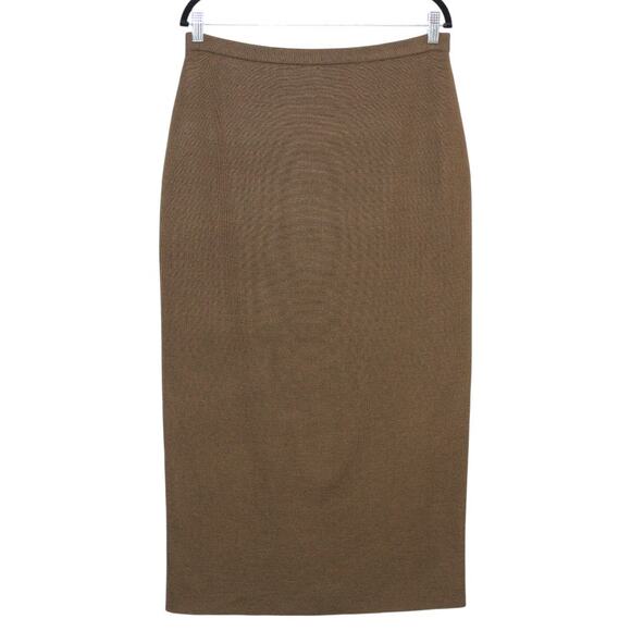 Vintage Adrianna Papell Olive Green Wool Maxi Skirt Size Large - Picture 2 of 4